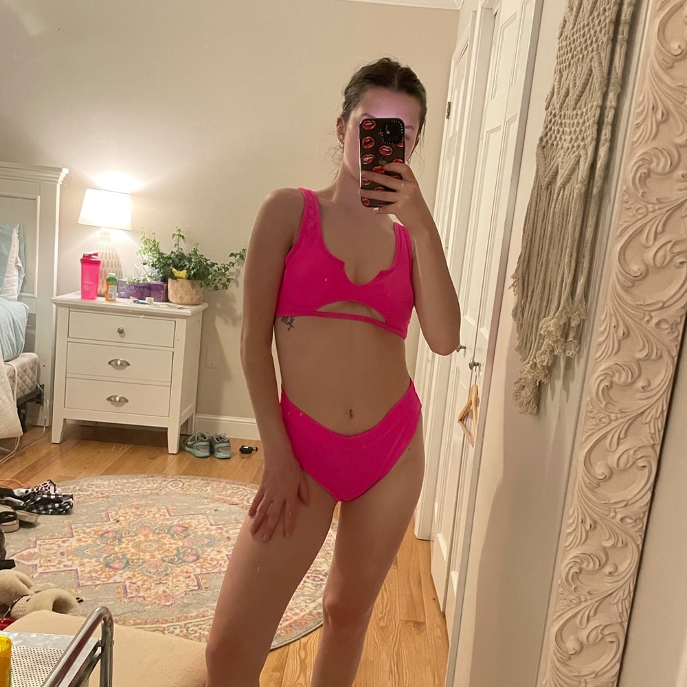 SheIn Hot Pink Cut-Out Bikini
